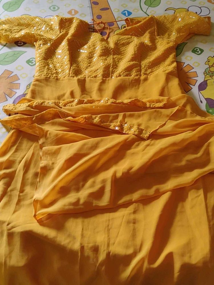 Elegant Yellow Sequined Kurta Set