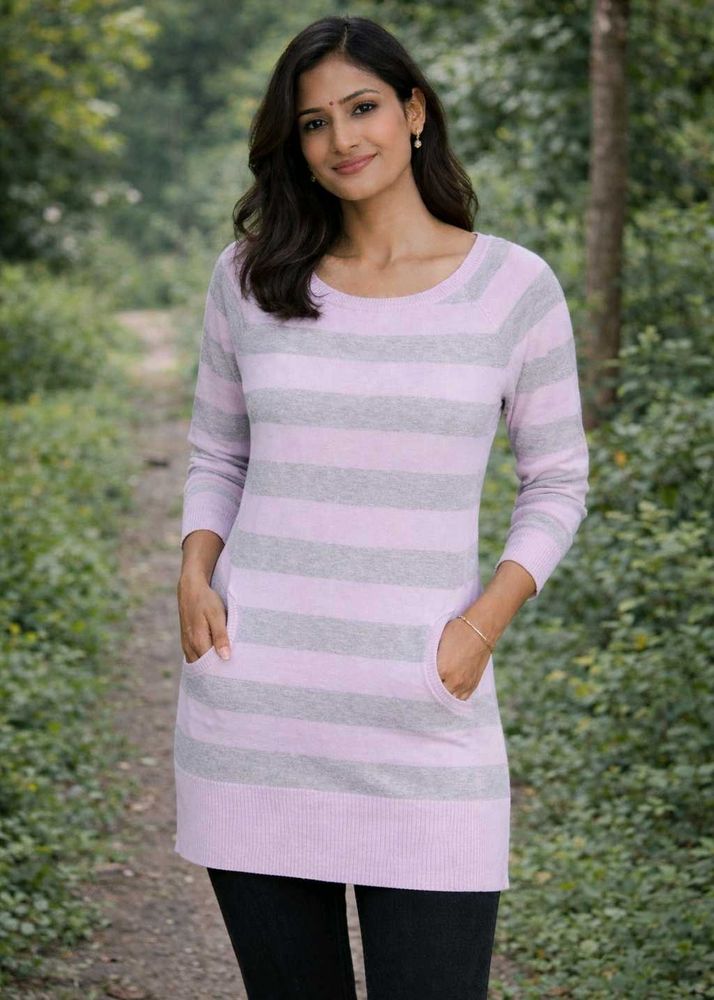 Striped Sweater Dress with Pockets