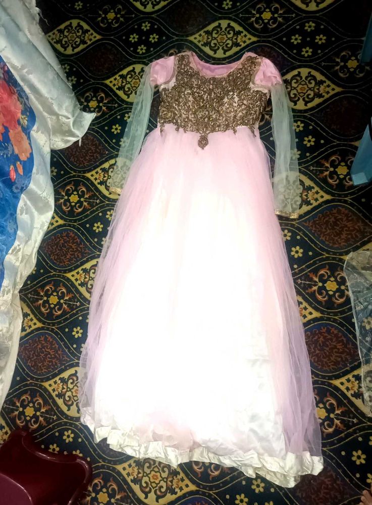Stunning Pink Tulle Gown with Embellished Bodice