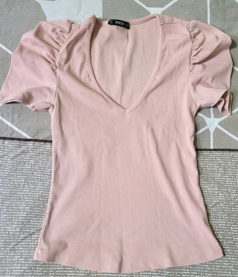 Chic Puff Sleeve V-Neck Top