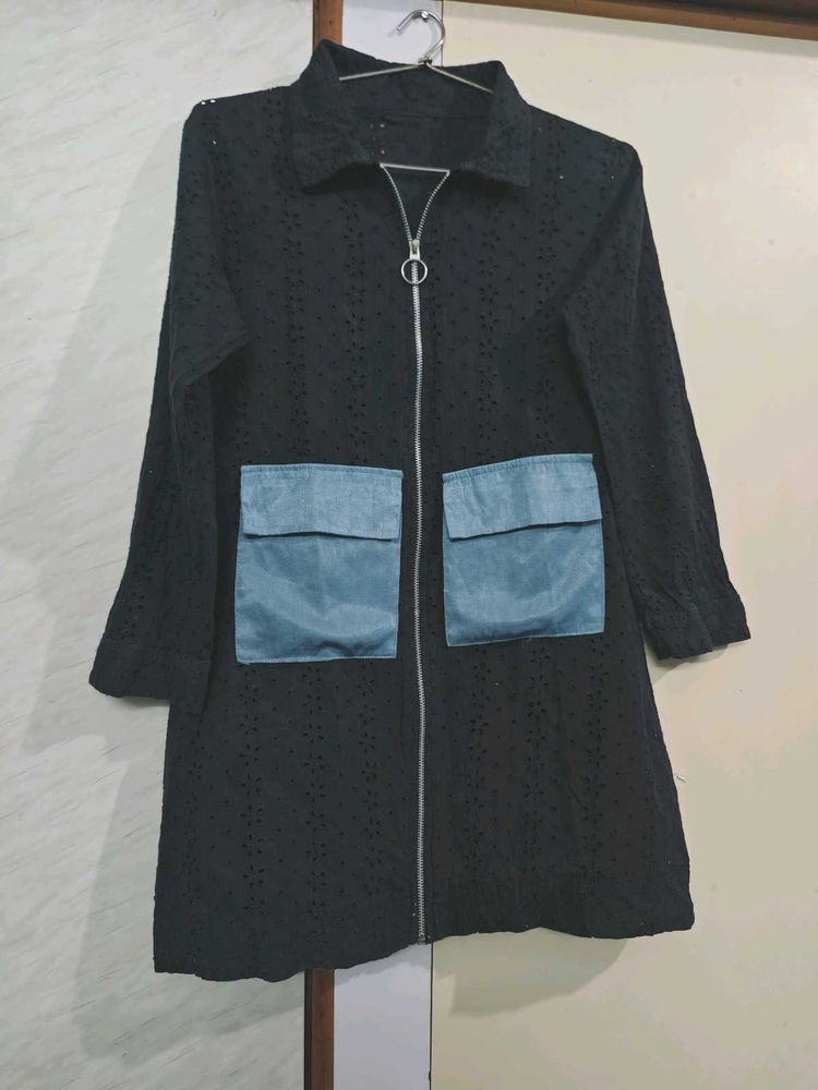 Black Eyelet Zip-Up Jacket 🖤🔷
