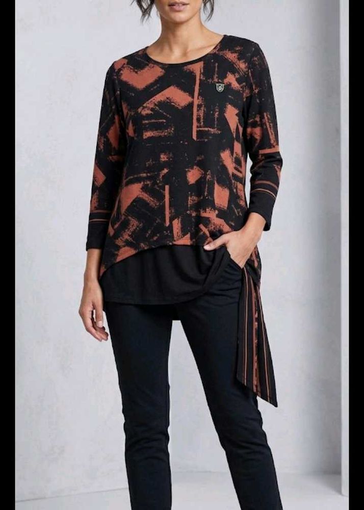 Unique Abstract Print Layered Top