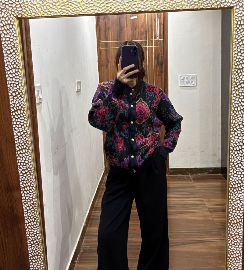 Vintage Richards Floral-patterned knit cardigan
