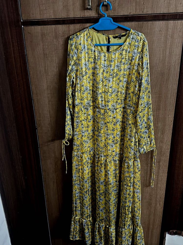 Yellow Floral Midi Dress