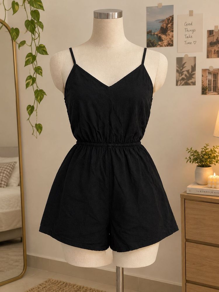 Black Spaghetti Strap Romper