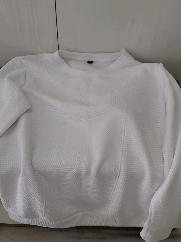 Textured White Tshirt full sleeve unused