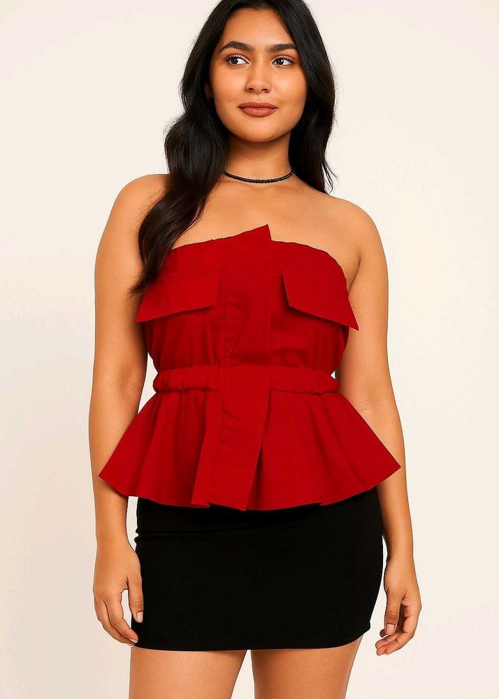 Red Peplum Tube Top Perfect Gift For Your Love ❤️