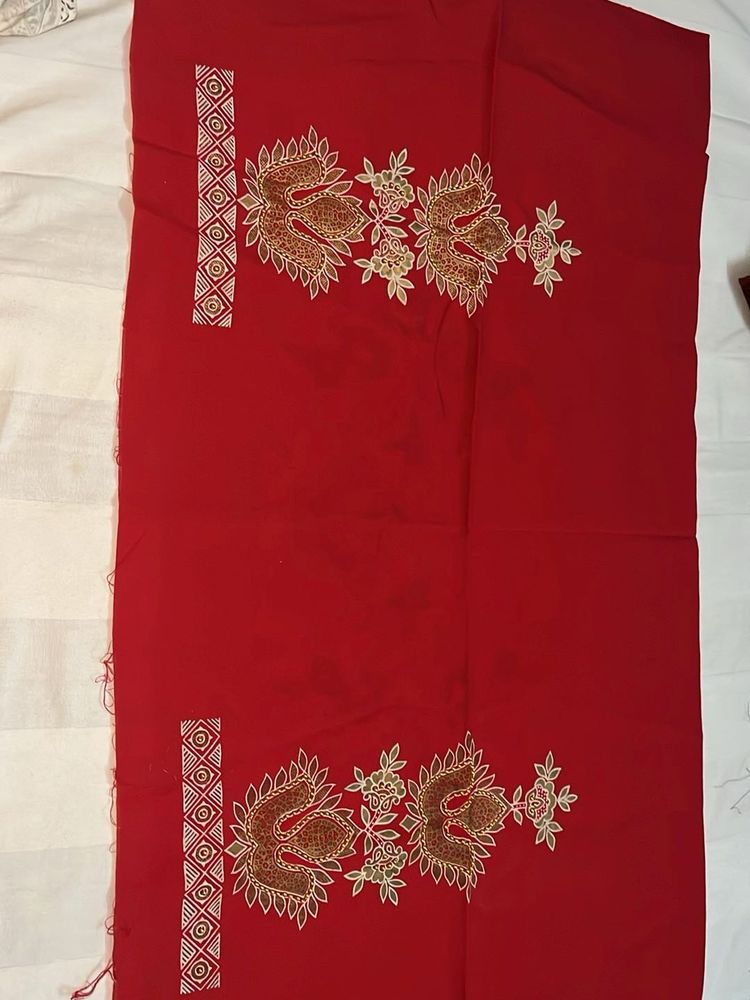 Embroidered Red blouse fabric