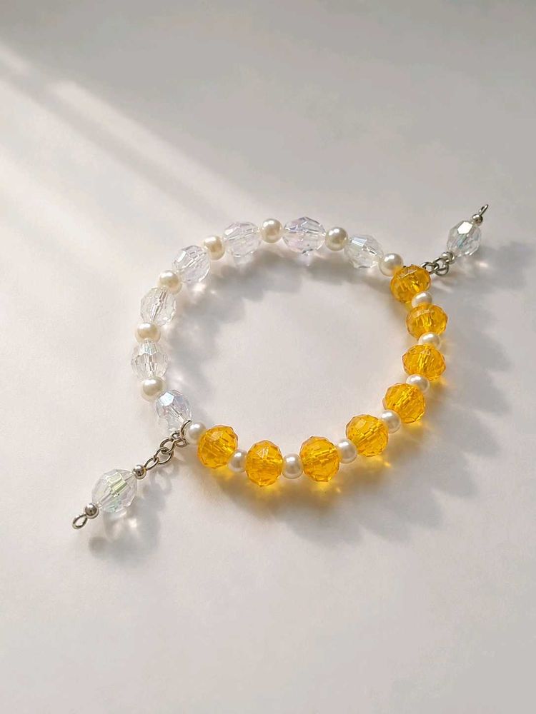 Beaded Bracelet - Yellow &amp; White