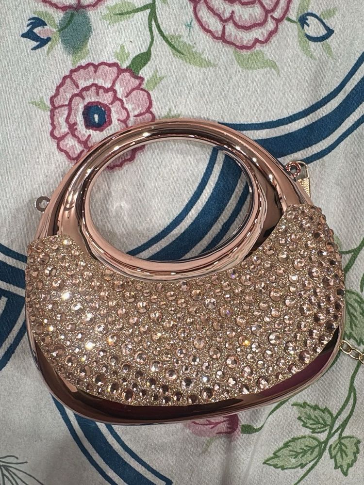 Sparkling Rose Gold Clutch Bag