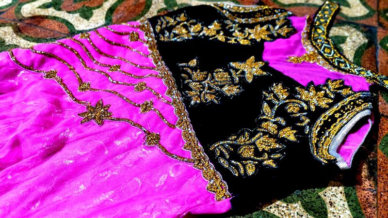 Exquisite Embroidered pink party wear dress