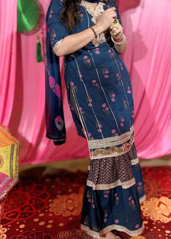 Elegant Navy Blue Kurta Set with Dupatta