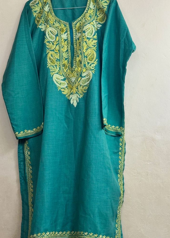 Embroidered Teal Kurta