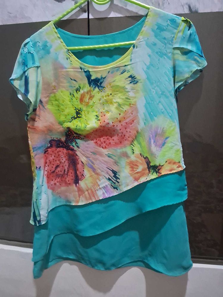 Colorful Layered Sheer Top