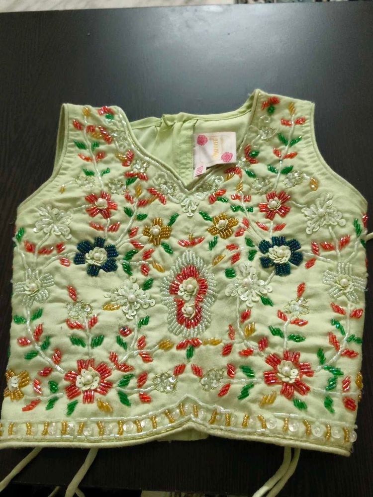 Embroidered Sleeveless Blouse and lehenga