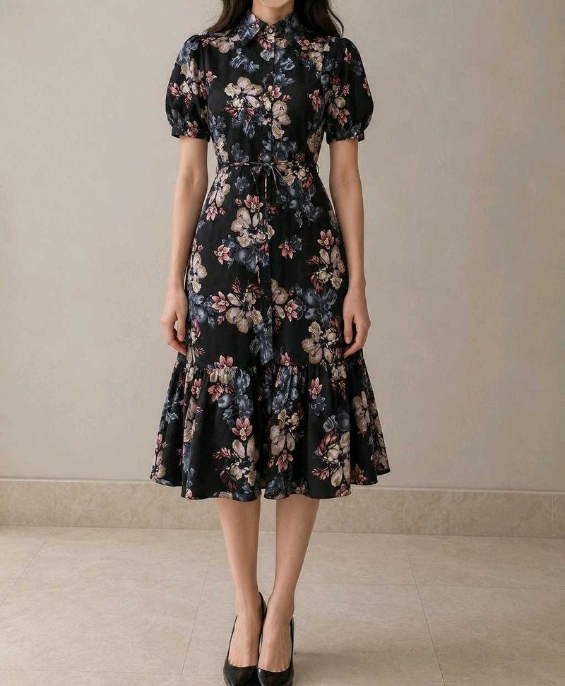Dress-Midi, Floral print