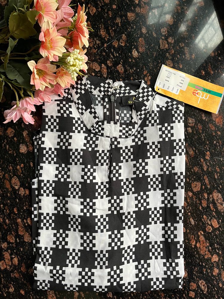 Black-white high low top
