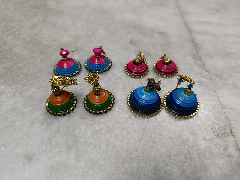Quilled Handmade Jhumka Earrings Pack Of 5