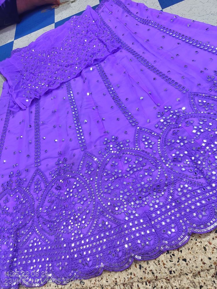 Stunning Lavender Sequined Lehenga Choli