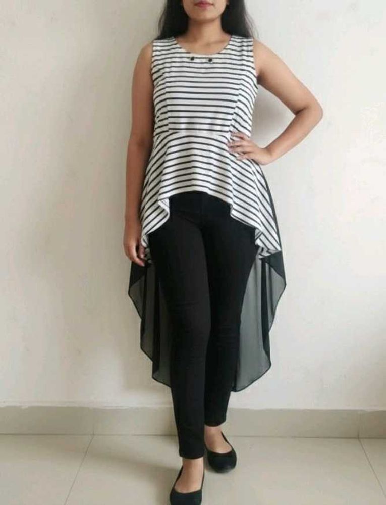Striped High-Low Tunic Top
