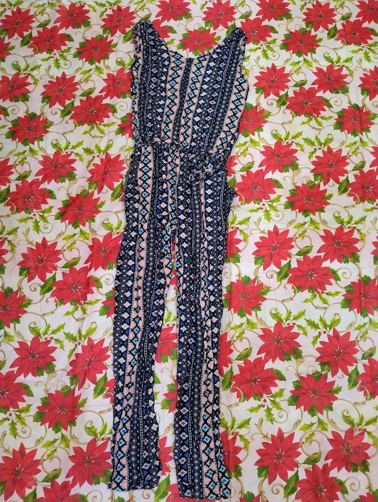 Women's Printed Jumpsuit with Belt