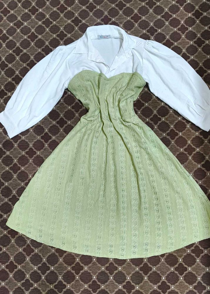 🦜 green Lace Midi Dress