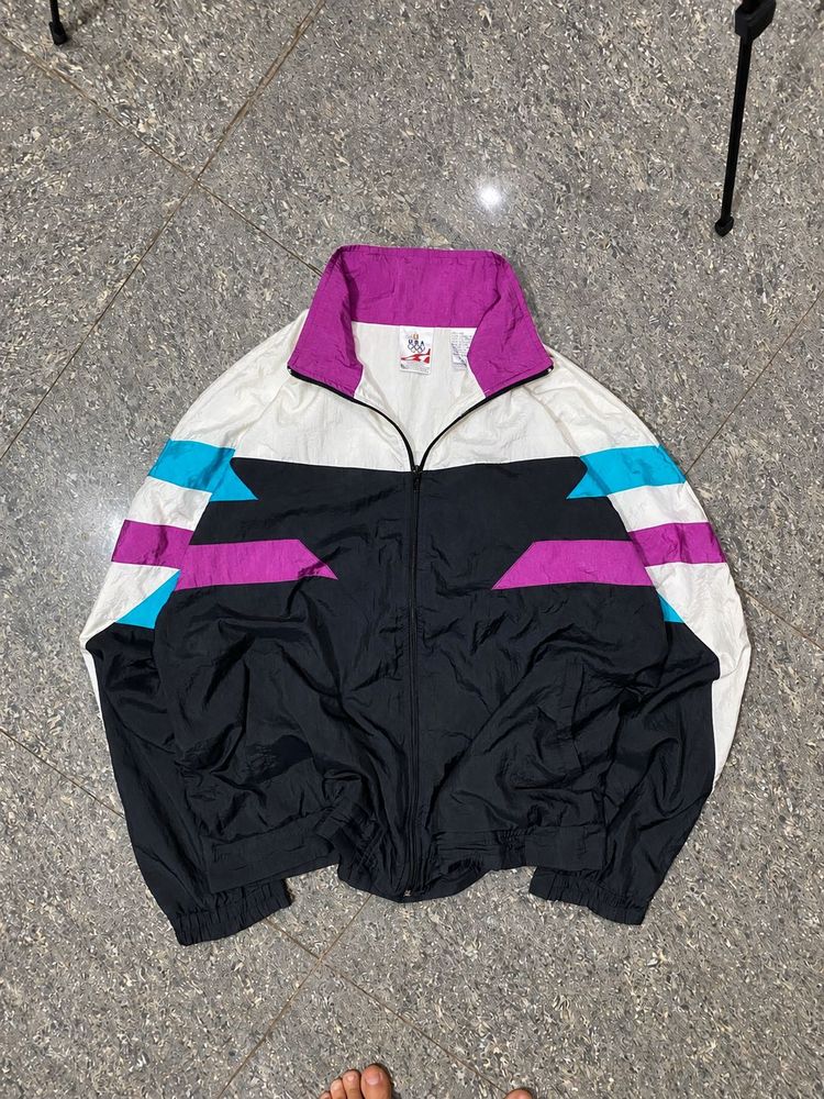 Retro 80s USA colorblock Windbreaker Jacket