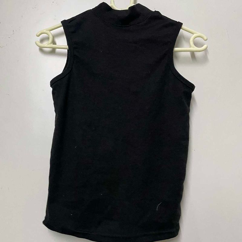 Sleeveless Mock Neck Black Top