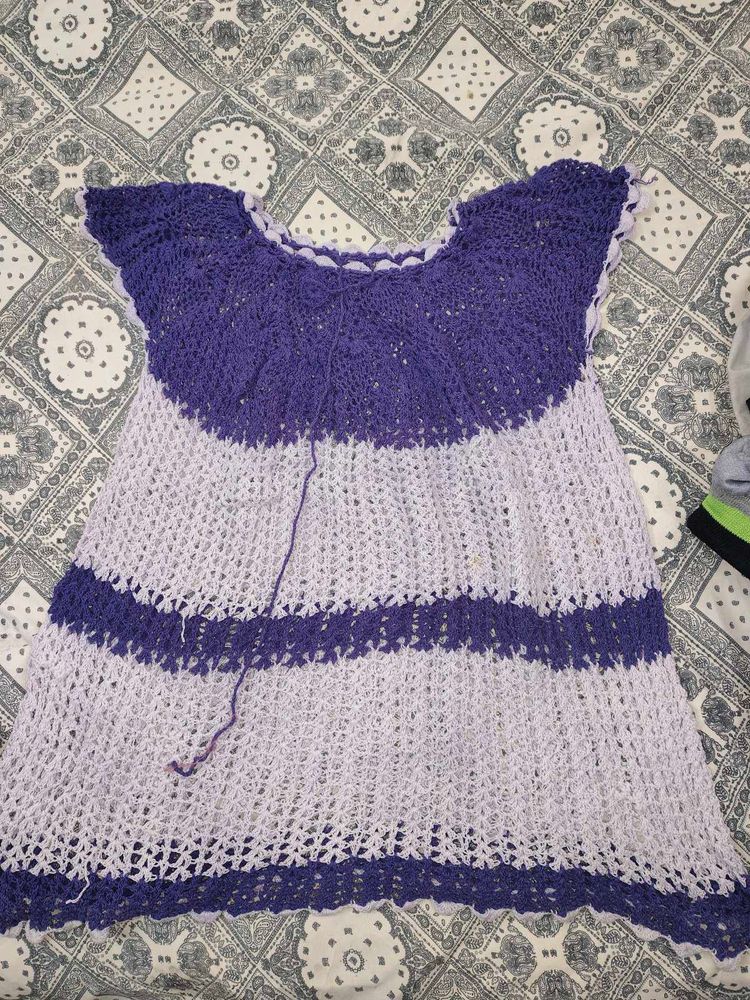 Crochet Top - Purple &amp; White