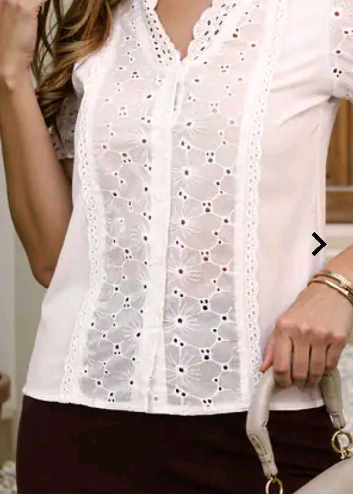White semi sheer Top