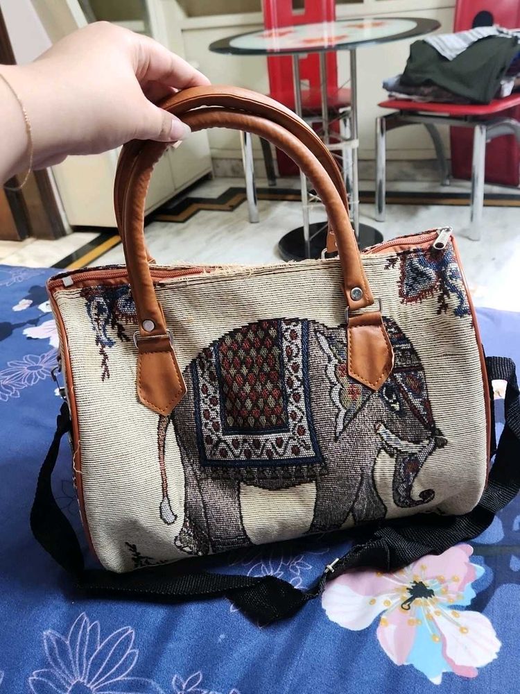 Unique Elephant Print Tapestry Handbag