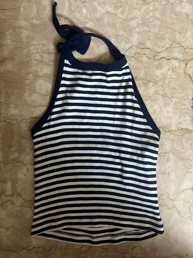 Striped Halter Neck Top