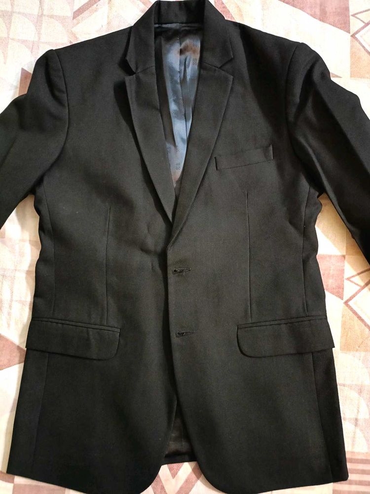 Men Black Slim  Fit Solid Blazer