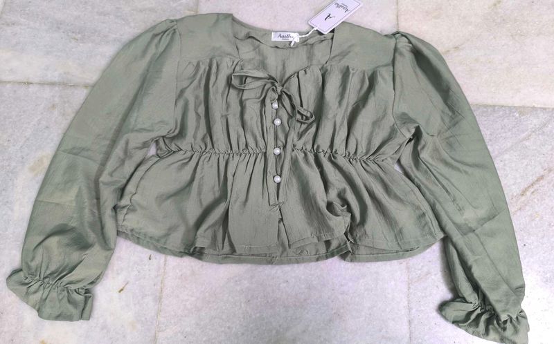 Green Peplum Top