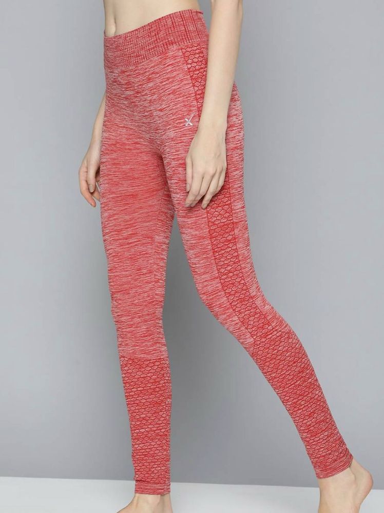 Red Melange Effect Rapid-Dry Seamless Yoga Tights