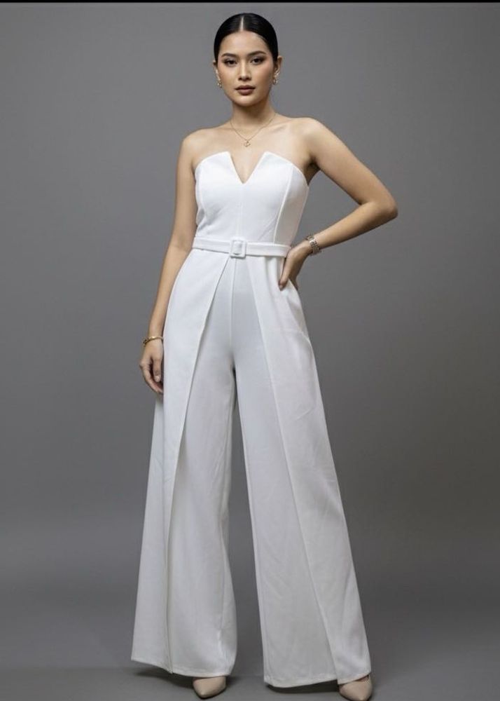 White Strapless Jumpsuit
