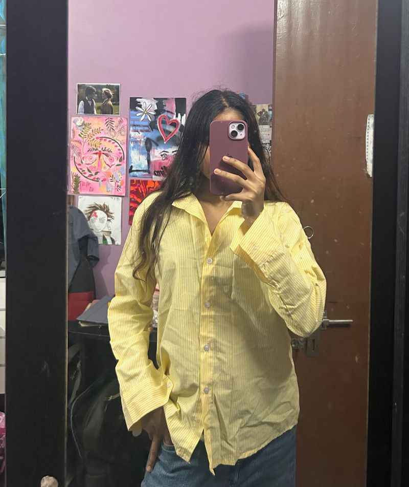 Striped Yellow Button-Up Shirt