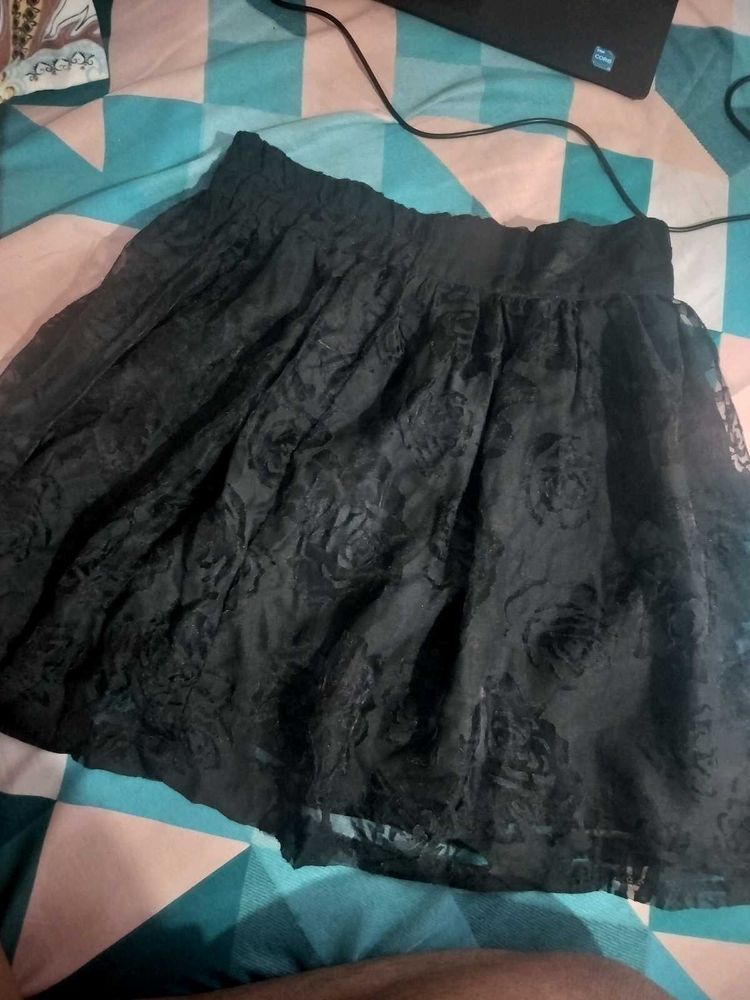 Black Floral Mini Skirt