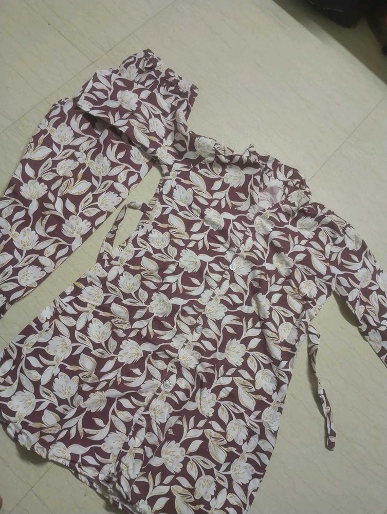 Maroon Floral Print Co-ord Set