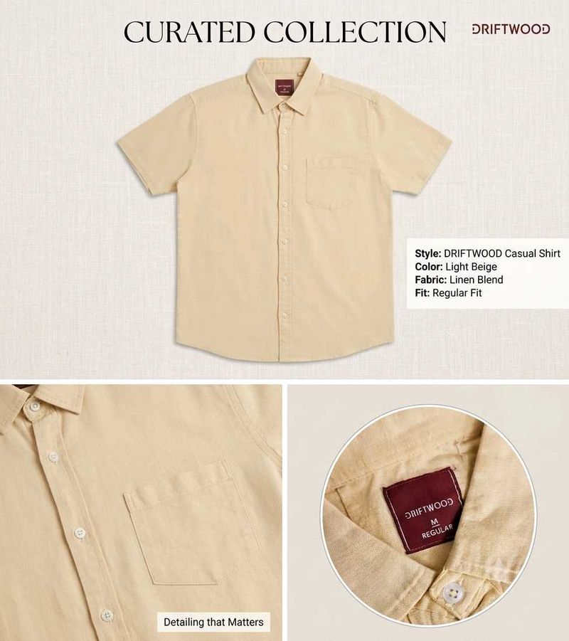 Driftwood Linen Blend Casual Shirt - Light Beige