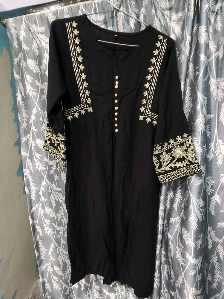 Black Embroidered Kurta Set