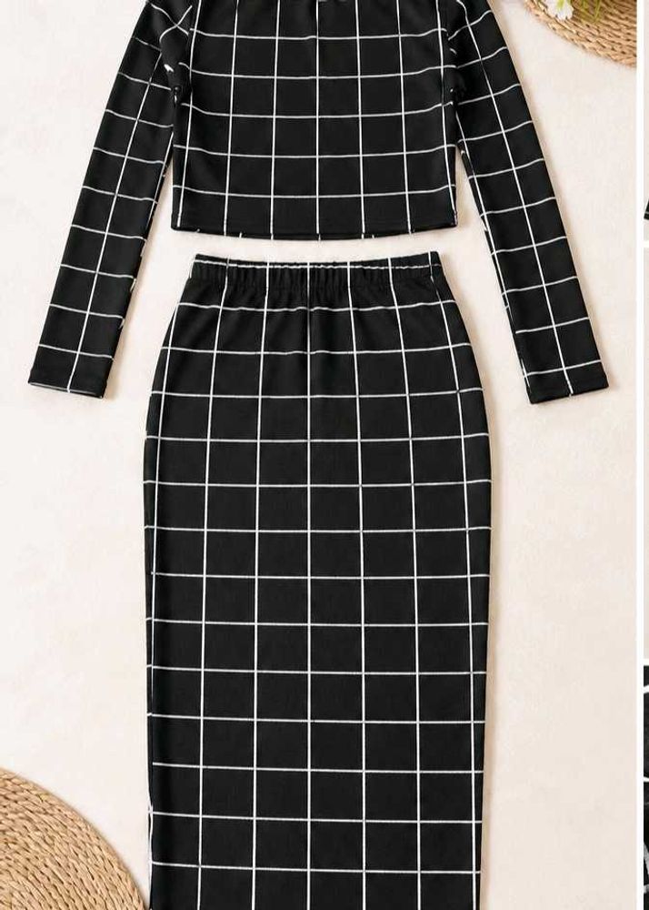 Black &amp; White Grid Print Co-ord Set