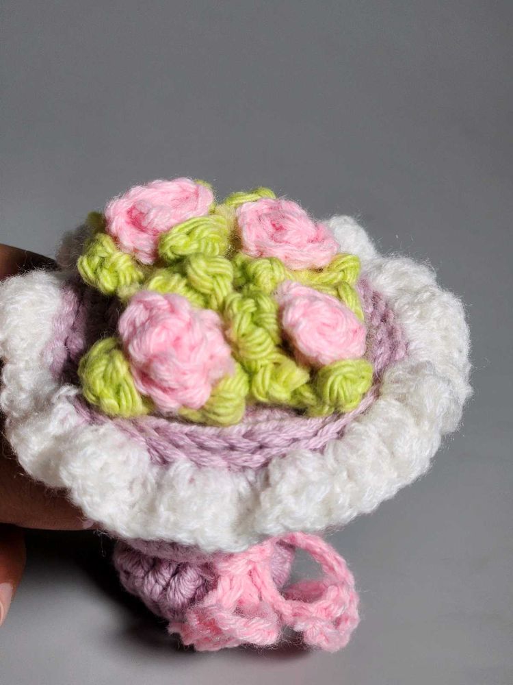 Handmade Crochet Flower bouquet to put ring