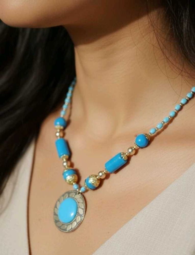 Turquoise &amp; Silver Statement Necklace