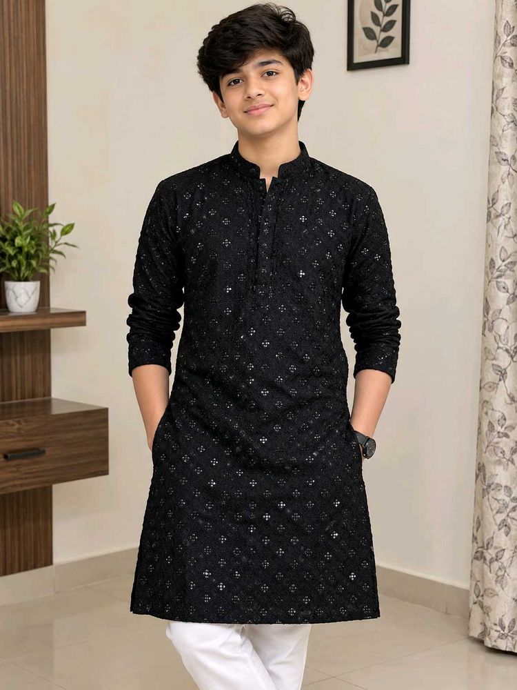 Black Sequined Kurta