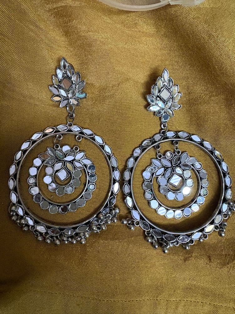 Mirror Work Hoop Earrings