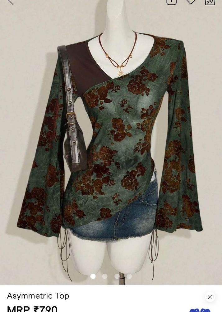 Floral Asymmetric Long Sleeve Top