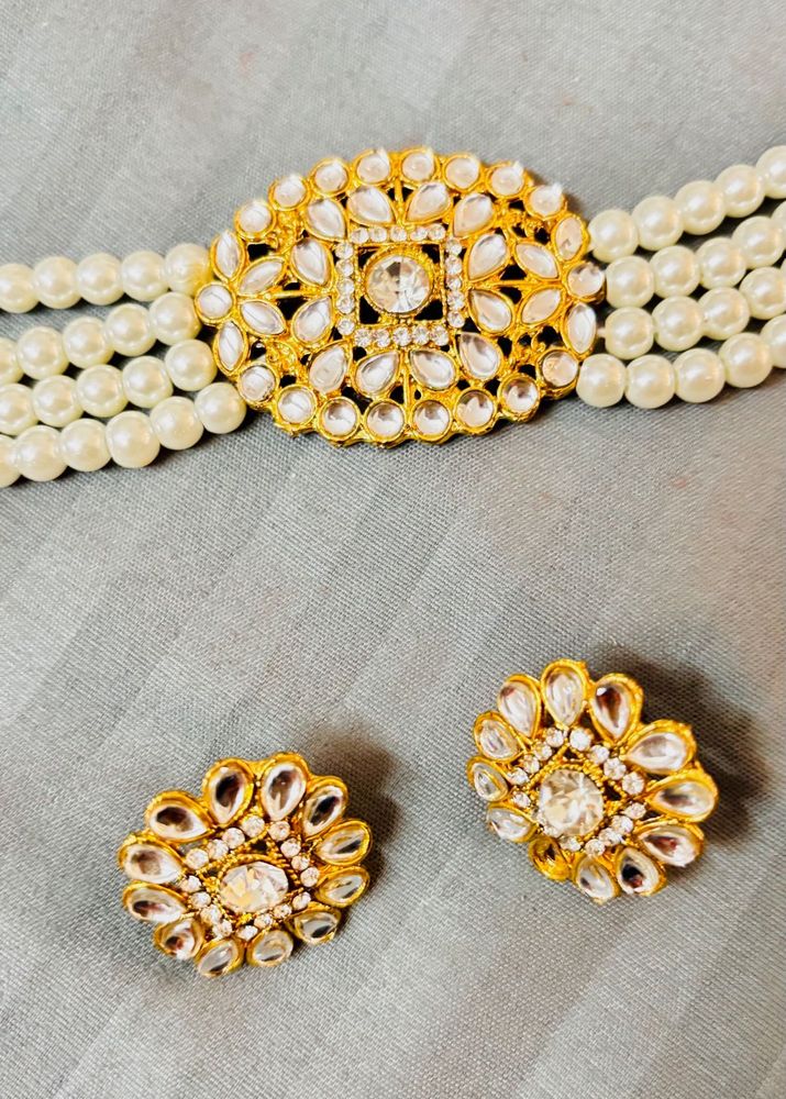 Pearl &amp; Kundan Choker Set