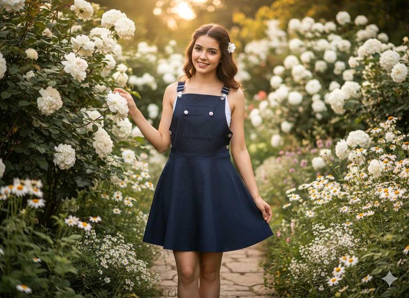 Navy Blue Pinafore Dress