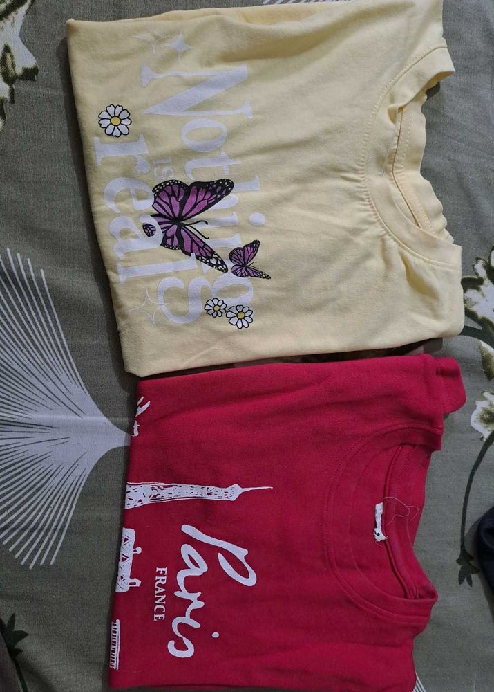 Combo of Yellow &amp; rose pink t-shirts 🌷